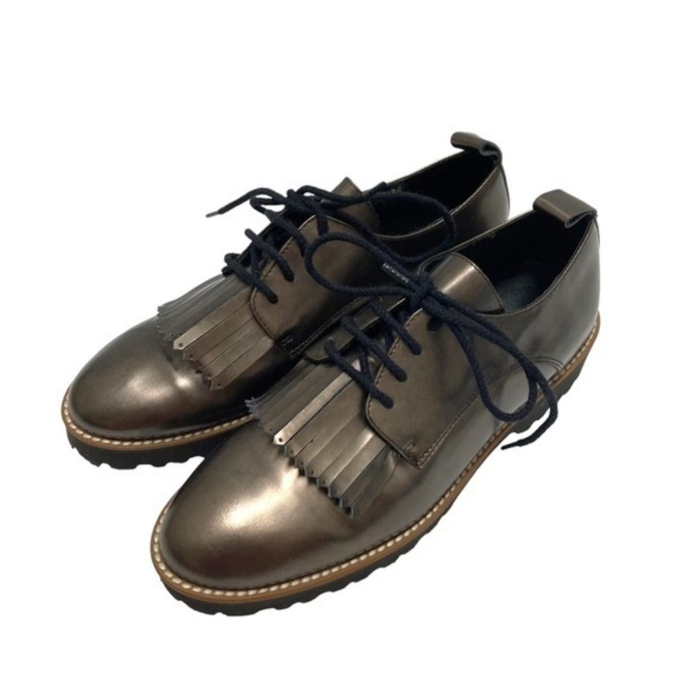 pedro miralles 36 made in spain leather kilty lace up loafer dress shoe pewter
